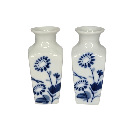 Miniature Chinese Porcelain Mini Bud Vases Blue And White Chinoiserie 2 3/4" - Picture 7 of 7